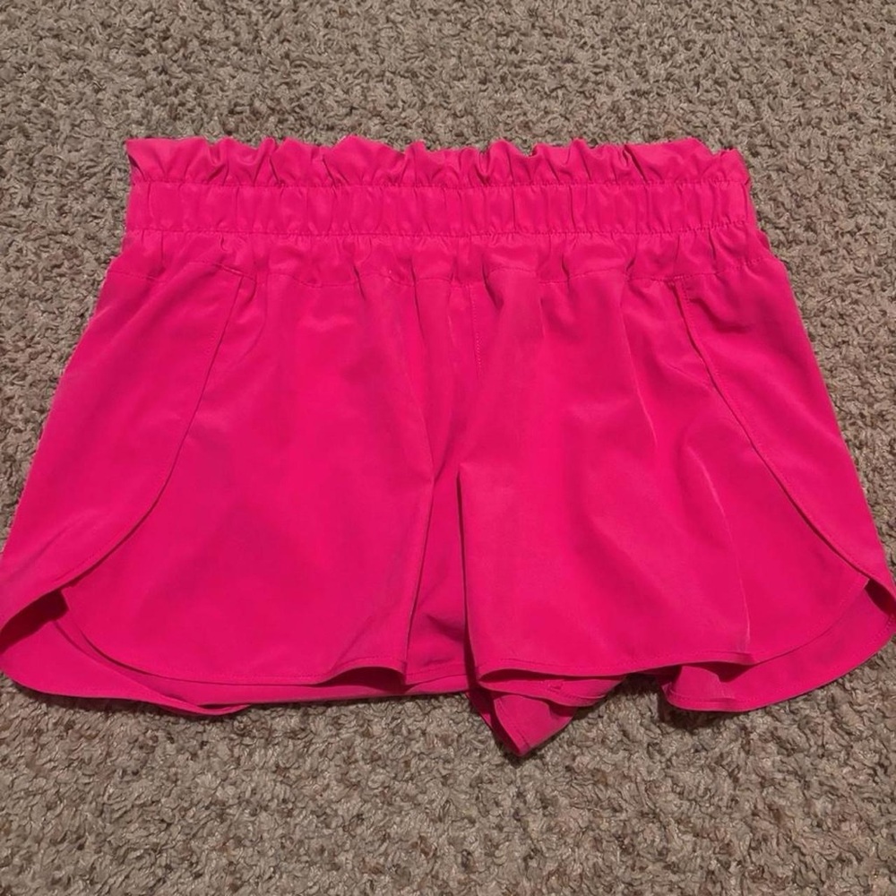 No Boundaries Hot Pink Ruffle Athletic Shorts